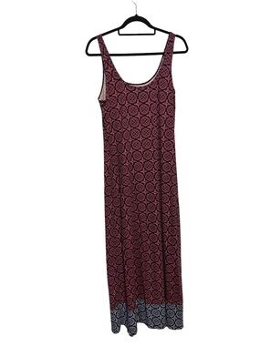 Tommy Bahama Pink and Navy Blue Geometric Patterned Maxi Dress in a Size Large